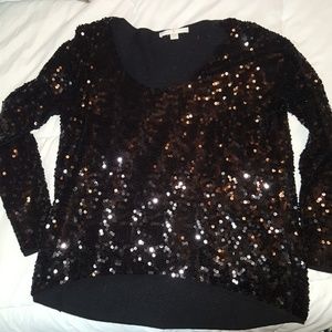 Boston Proper Black Sequined Shirt